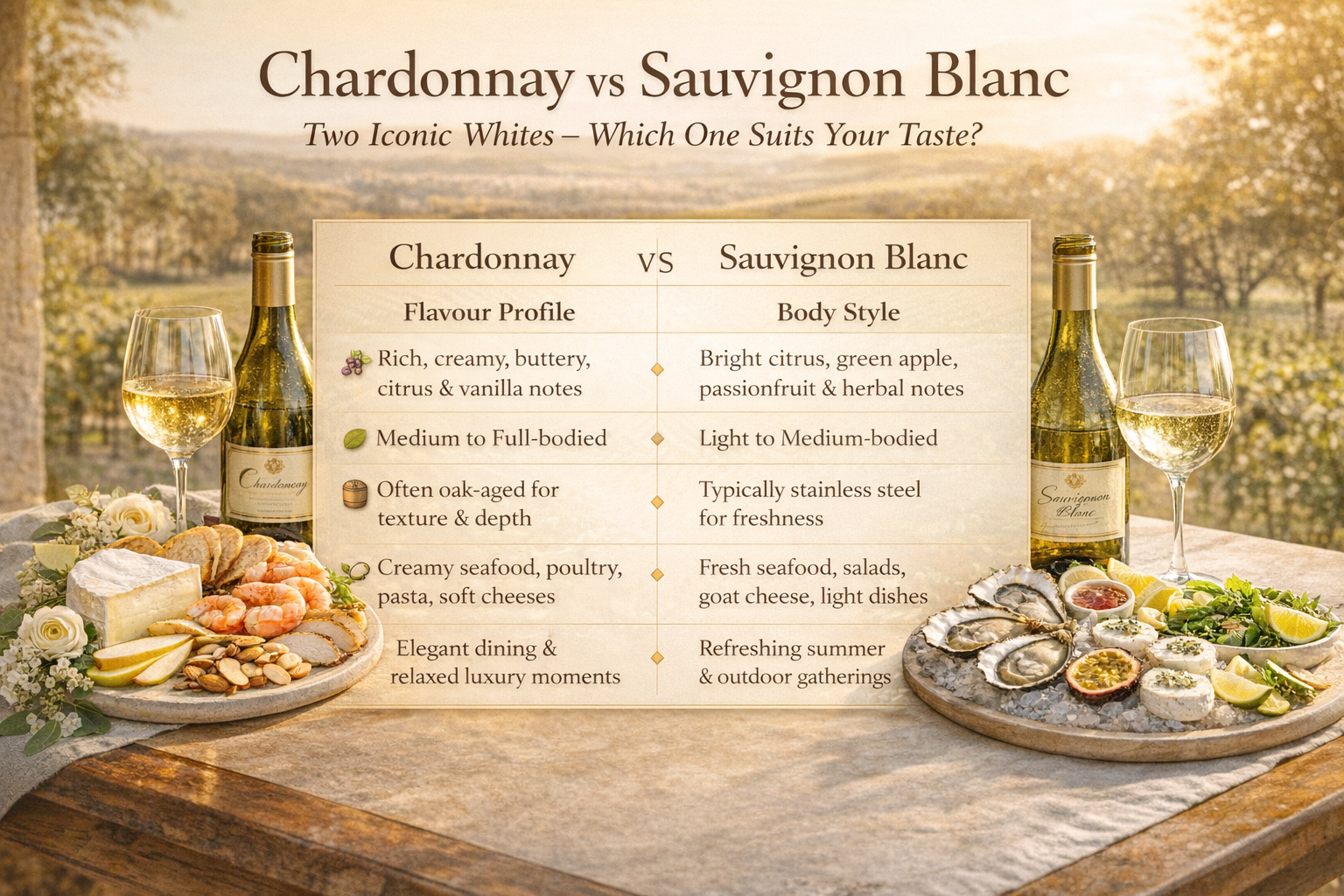 Chardonnay to Sauvignon blanc Wine from Curtis family vineyards, Mclaren vale