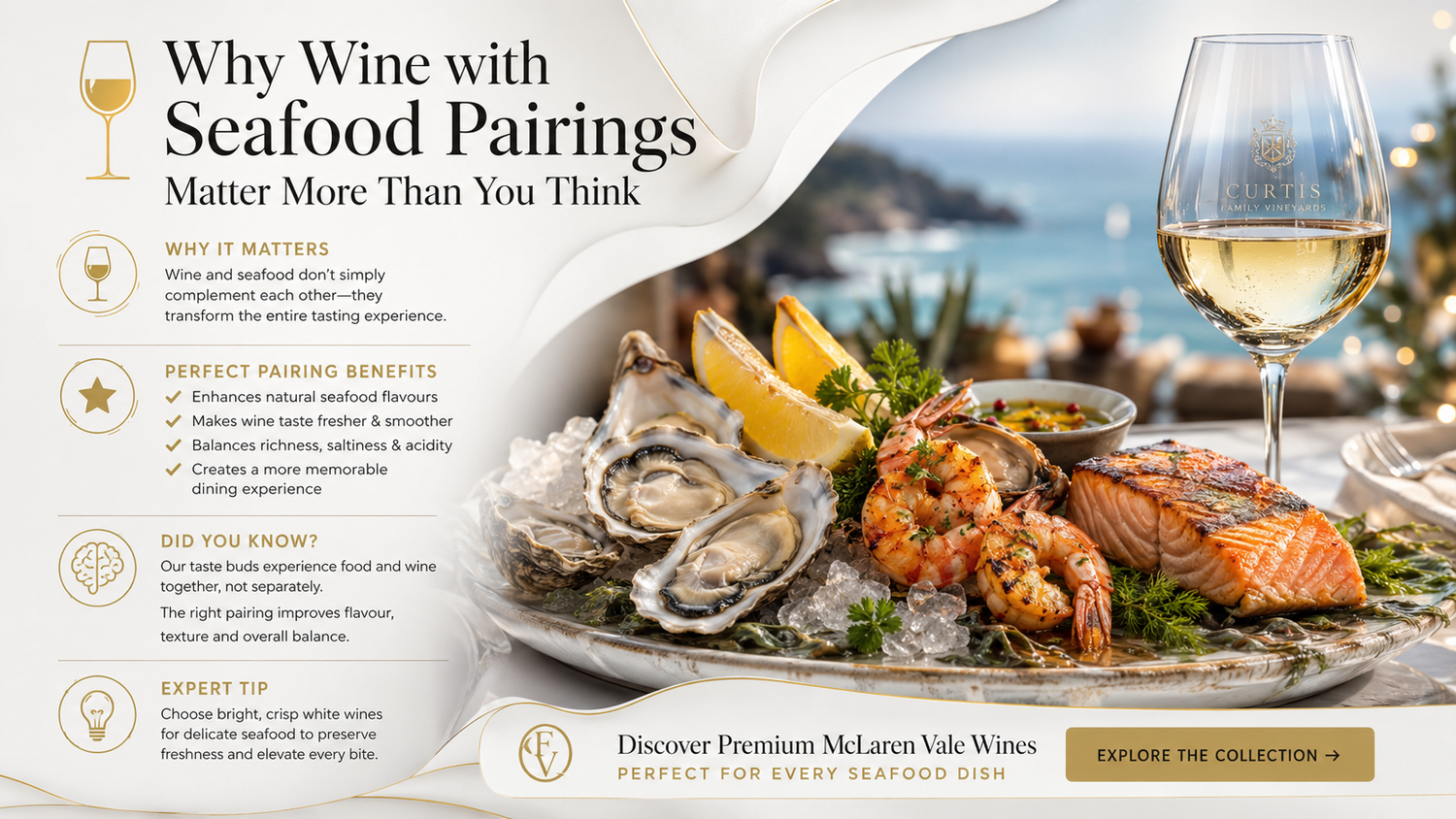 Premium Seafood and Wine Pairing - Curtis family vineyards