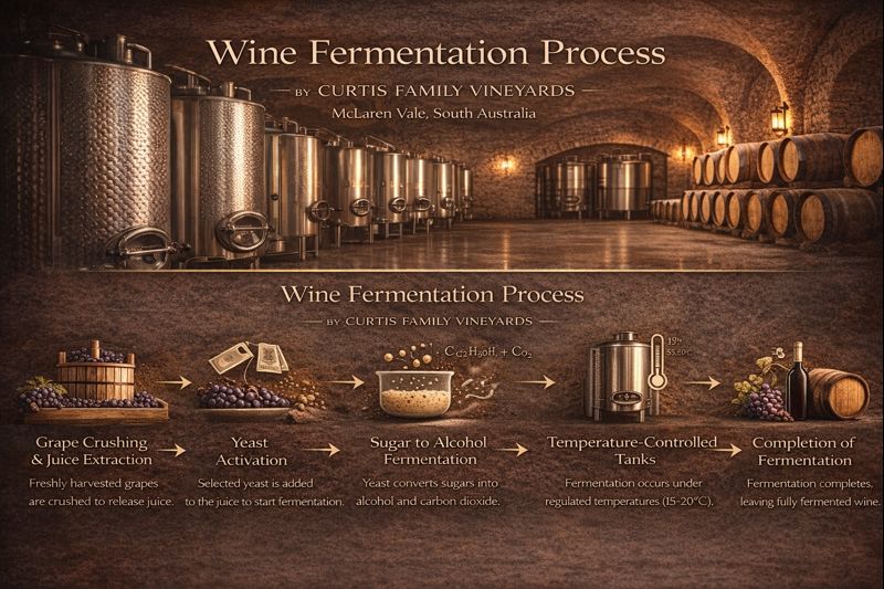 Wine fermentation process guide from Curtis family Vineyards