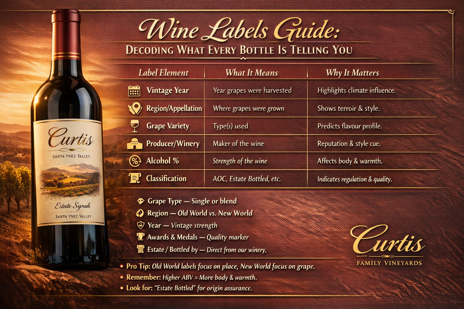 Wine label guide explained - Curtis Family Vineyards
