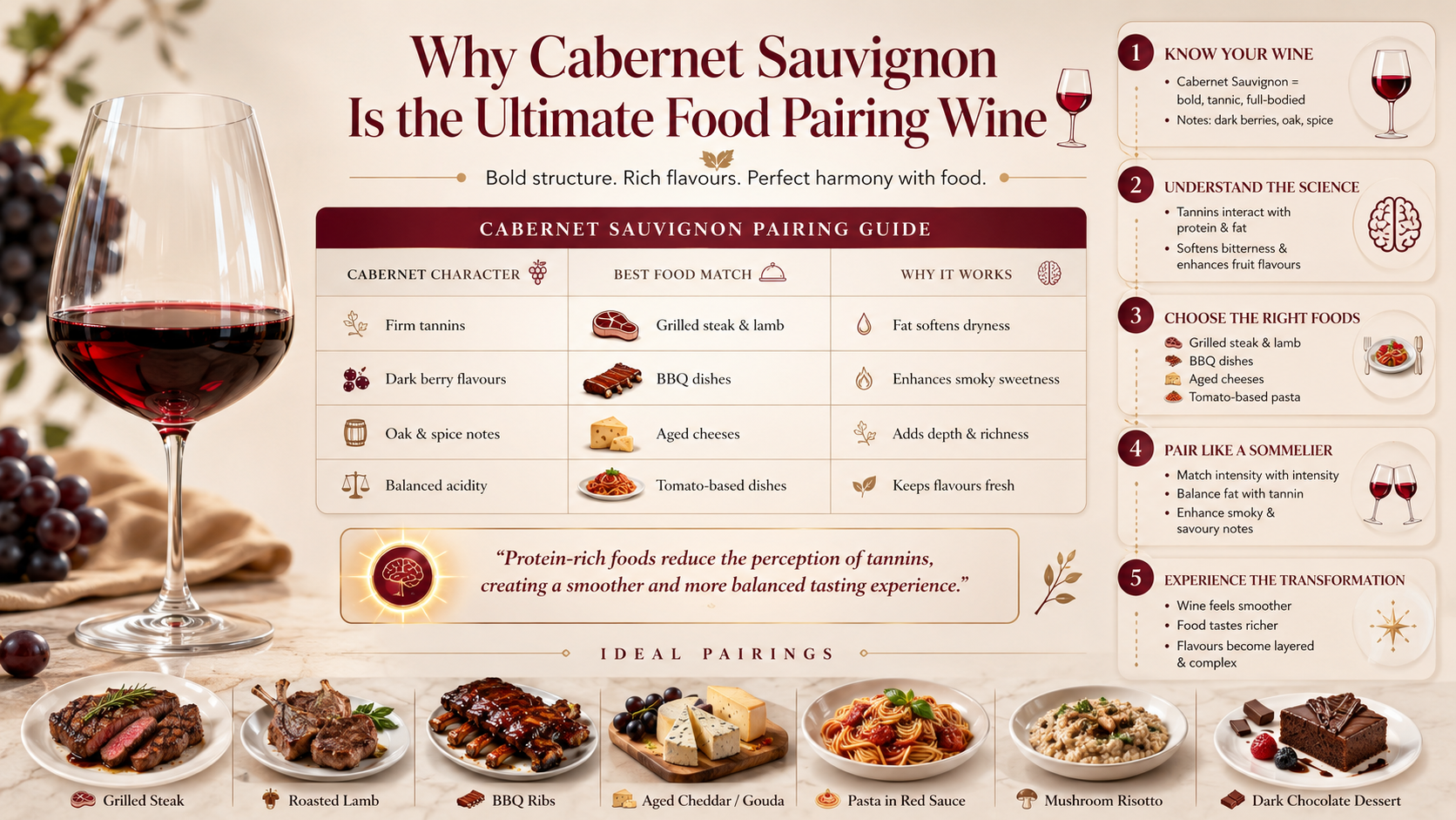 Cabernet Sauvignon food pairing guide - Curtis Family Vineyards